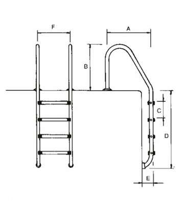 ESCALERA STANDARD 2 PELD.  AISI316 PELDAÑO "LUXE"