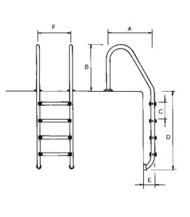 ESCALERA STANDARD 5 PELD.  AISI316 PELDAÑO LUXE 2