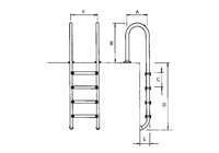 ESCALERA MURO 4 PELD.  AISI316 PELDAÑO LUXE