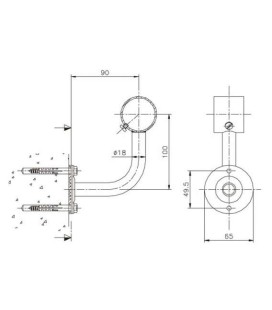 SOPORTE PASAMANOS 90º ABIERTO AISI316 2